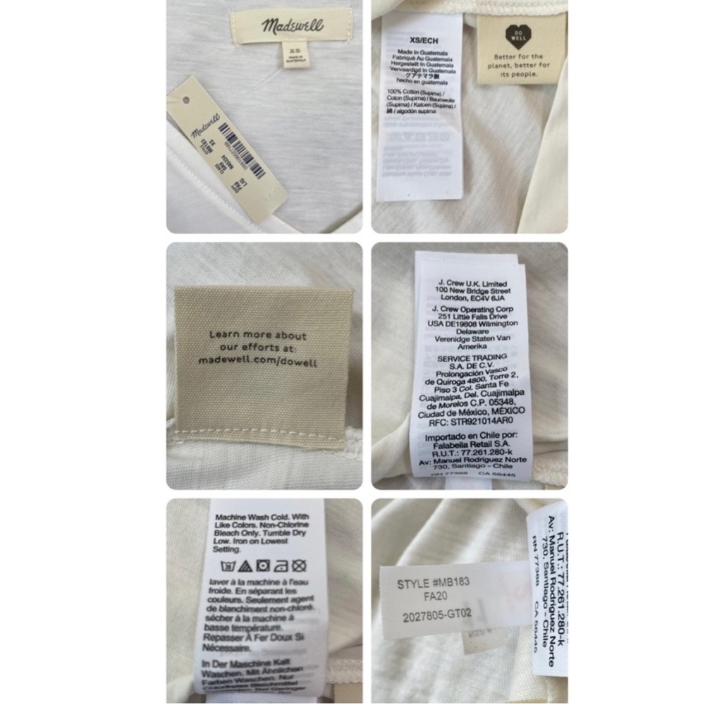Madewell Supima Cotton Flutter-Sleeve Tee Shirt Top in Lighthouse Size XS NEW - Picture 6 of 13